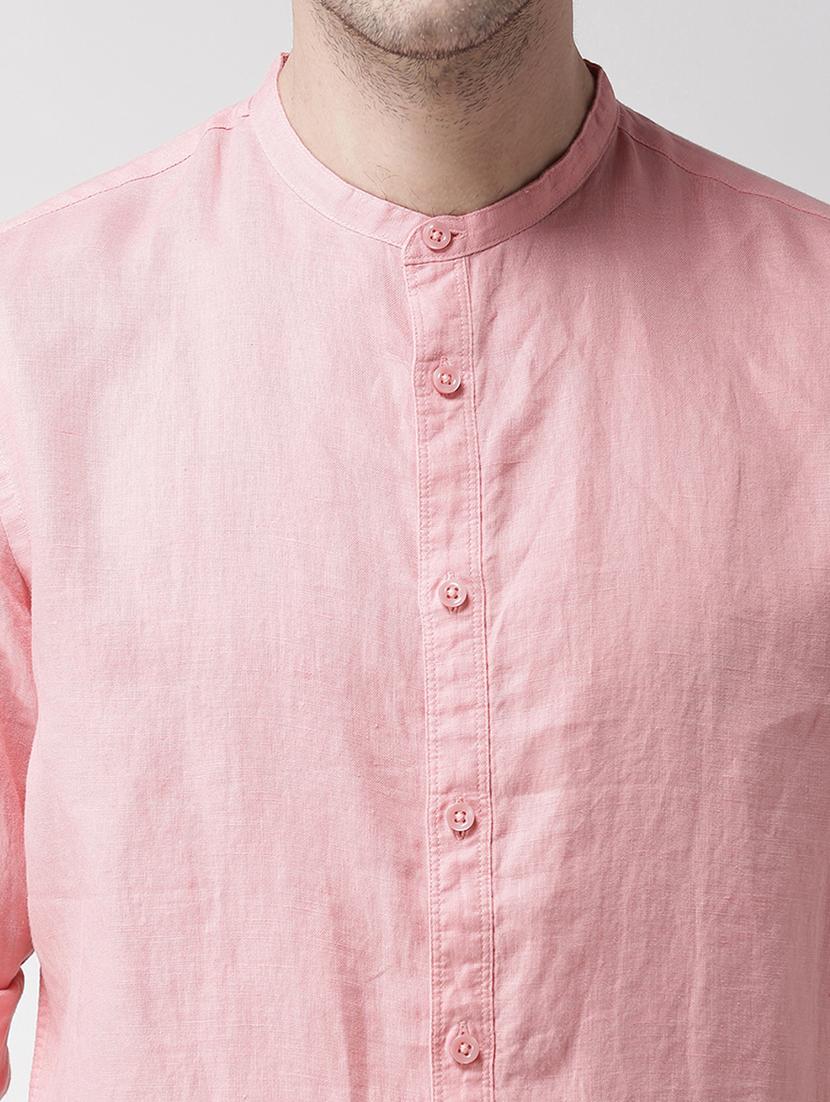 pink solid linen casual shirt - 17542510 - Zoom Image - 6