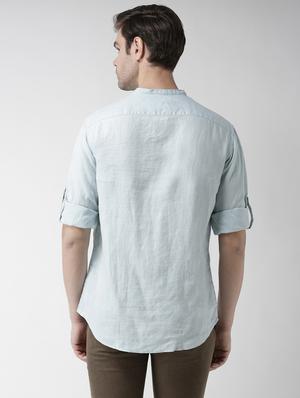 green solid linen casual shirt - 17542513 - Standard Image - 3