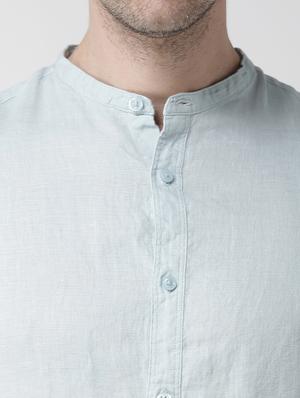 green solid linen casual shirt - 17542513 - Standard Image - 5