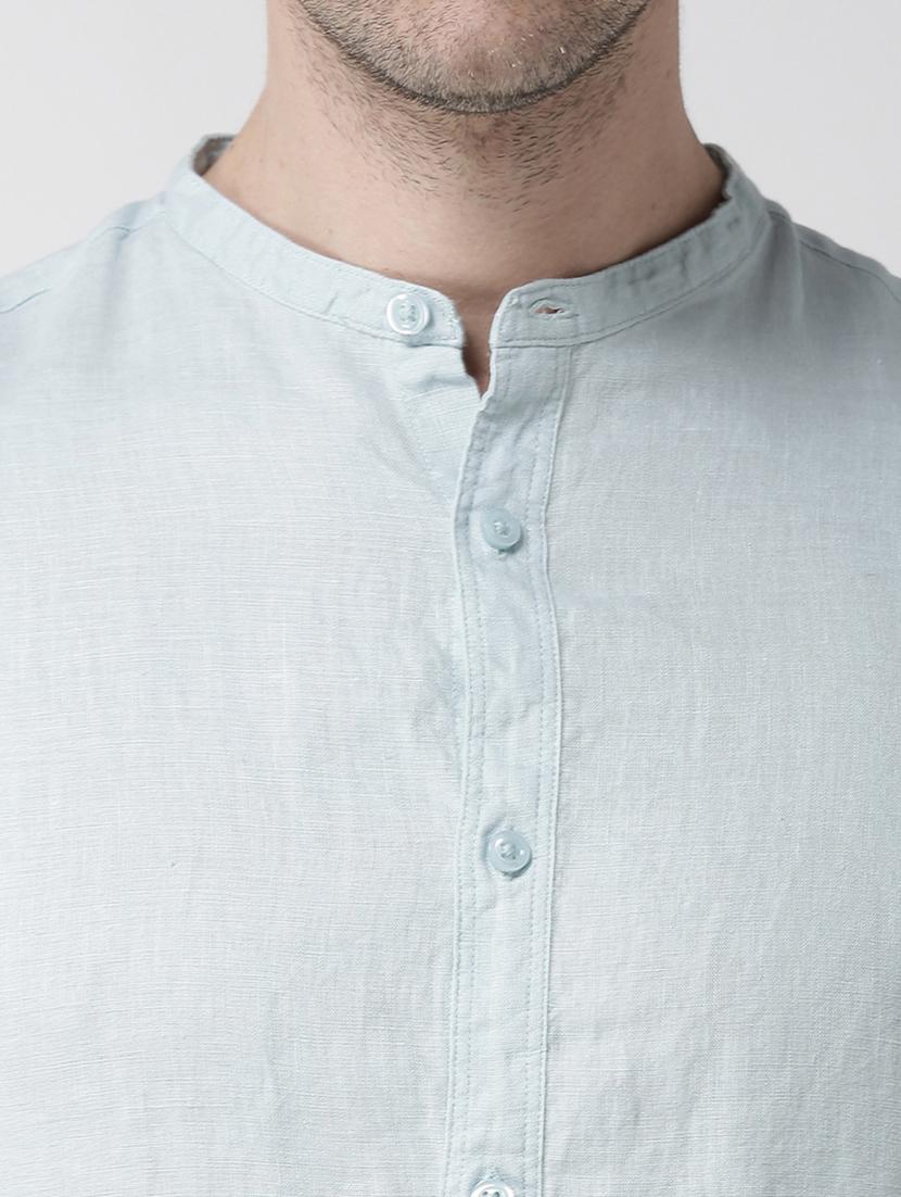 green solid linen casual shirt - 17542513 - Zoom Image - 5