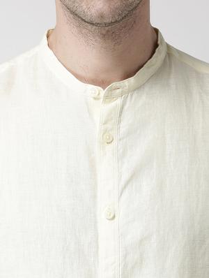 yellow solid linen casual shirt - 17542516 - Standard Image - 5