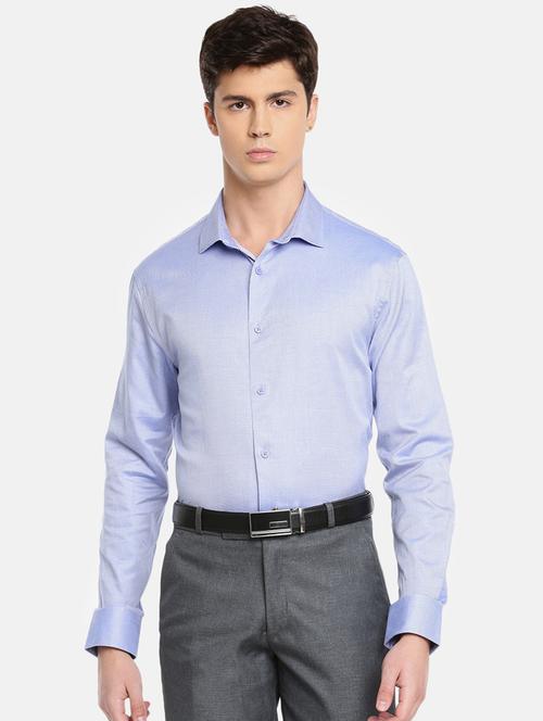 blue solid formal shirt - 17542522 - Standard Image - 1