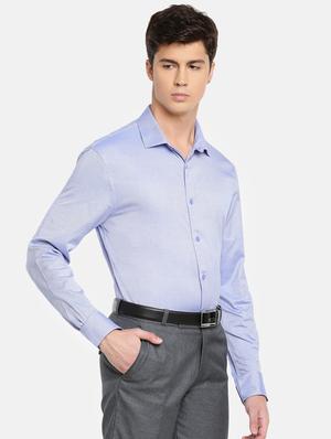 blue solid formal shirt - 17542522 - Standard Image - 3