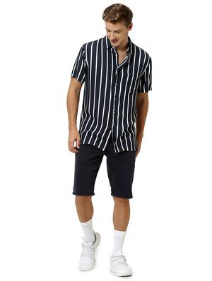 navy blue striped casual shirt - 17542542 - Standard Image - 4