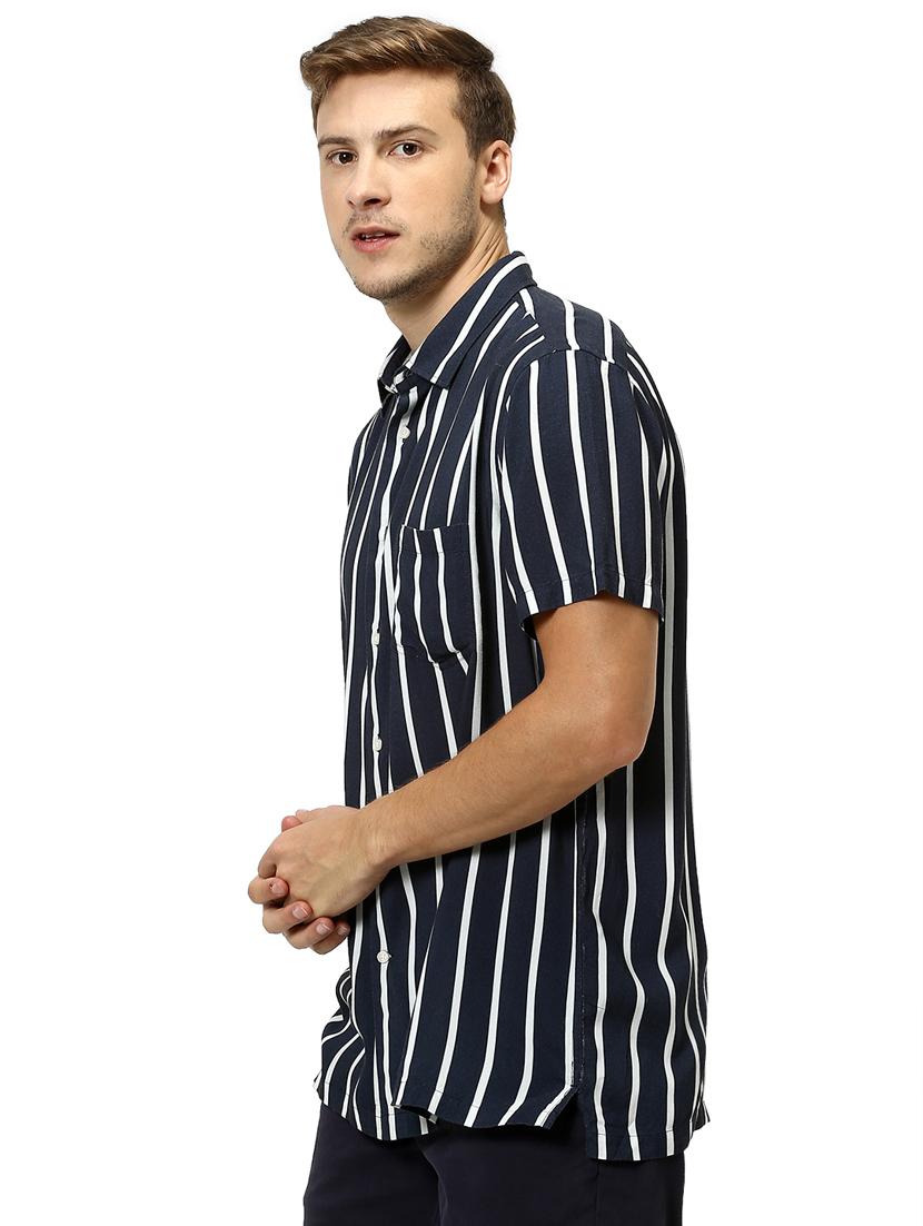 navy blue striped casual shirt - 17542542 - Zoom Image - 2