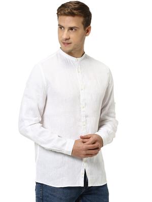 white solid linen casual shirt - 17542549 - Standard Image - 2