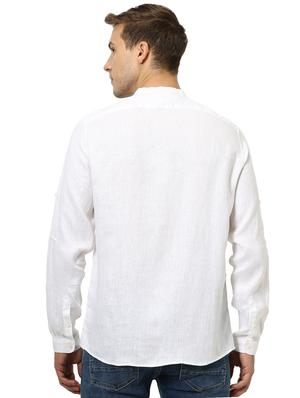 white solid linen casual shirt - 17542549 - Standard Image - 3