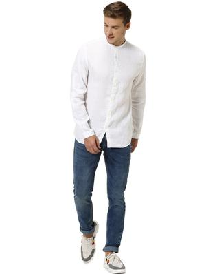 white solid linen casual shirt - 17542549 - Standard Image - 4