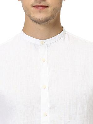 white solid linen casual shirt - 17542549 - Standard Image - 5