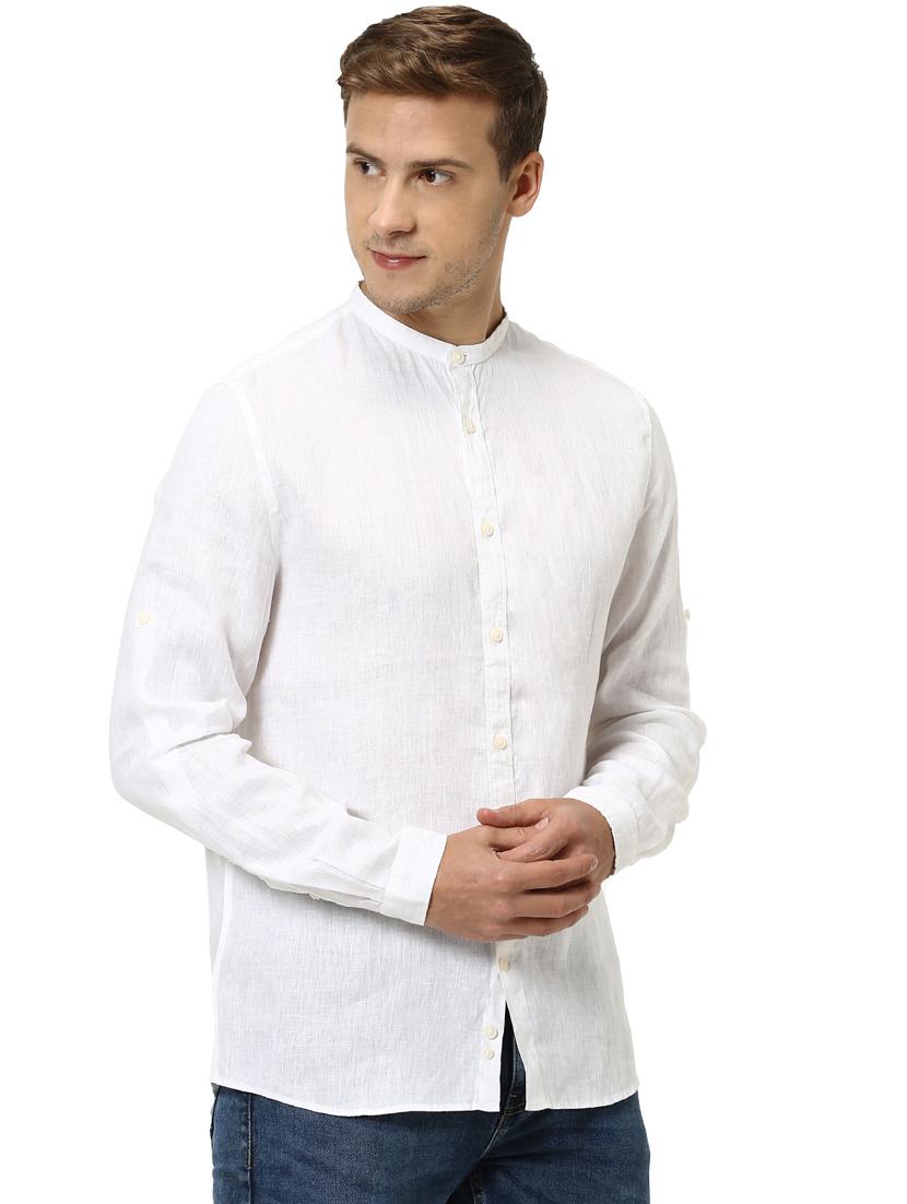 white solid linen casual shirt - 17542549 - Zoom Image - 2