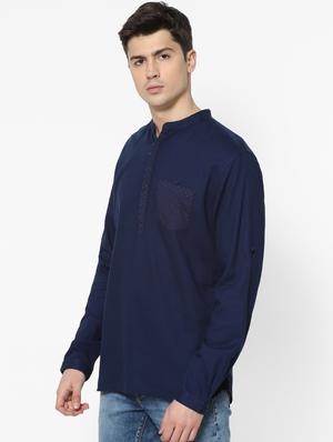 navy blue solid casual shirt - 17542571 - Standard Image - 2