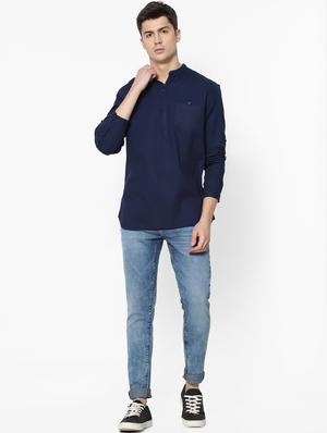 navy blue solid casual shirt - 17542571 - Standard Image - 4