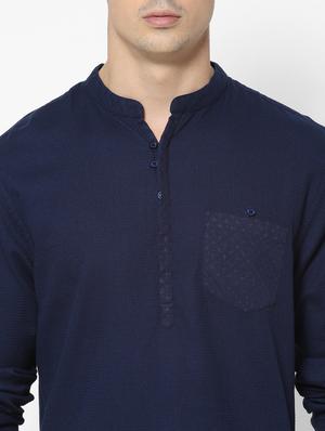 navy blue solid casual shirt - 17542571 - Standard Image - 5