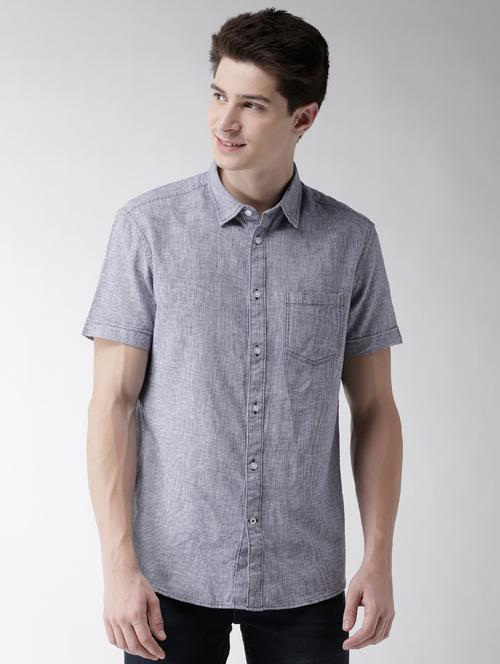 grey self design casual shirt - 17542572 - Standard Image - 1