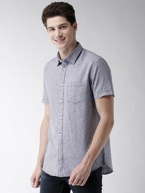 grey self design casual shirt - 17542572 - Standard Image - 2