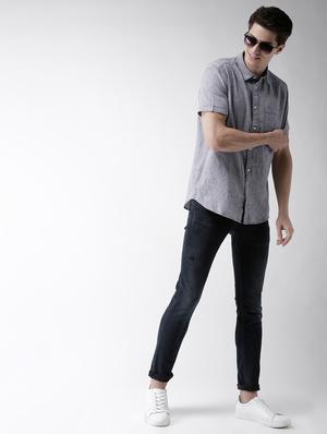 grey self design casual shirt - 17542572 - Standard Image - 4