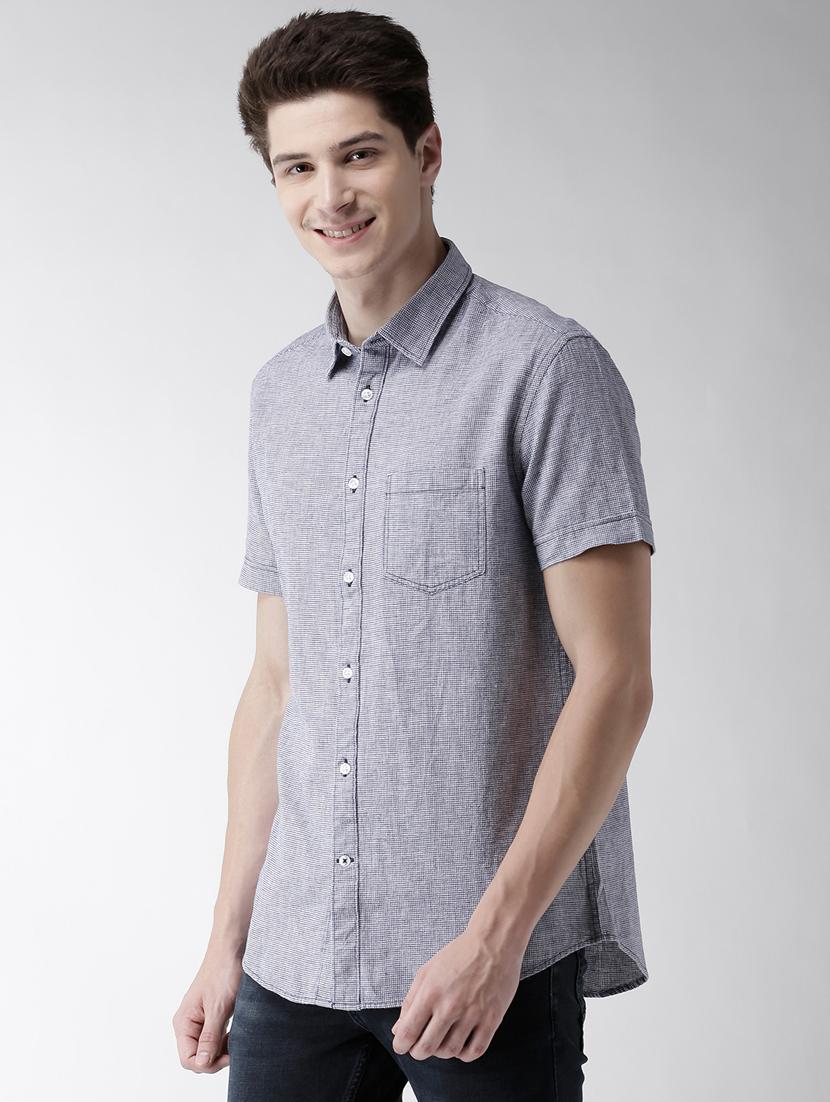 grey self design casual shirt - 17542572 - Zoom Image - 2