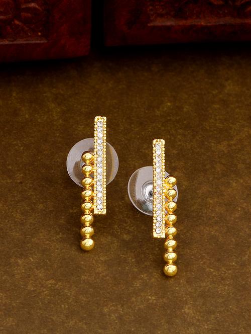 yellow metal studs earring - 17542749 - Standard Image - 1