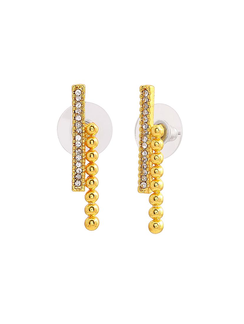 yellow metal studs earring - 17542749 - Zoom Image - 3