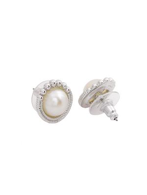 white metal studs earring - 17542753 - Standard Image - 4