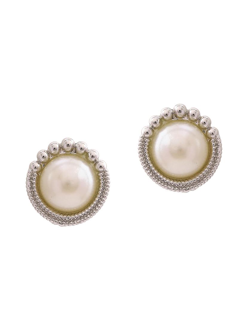white metal studs earring - 17542753 - Zoom Image - 2