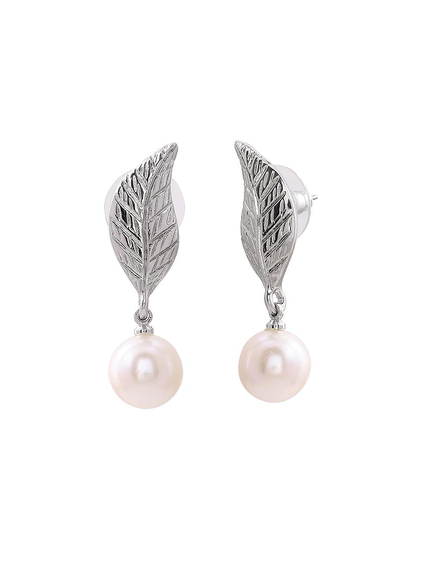 white metal drop earring - 17542755 - Zoom Image - 2