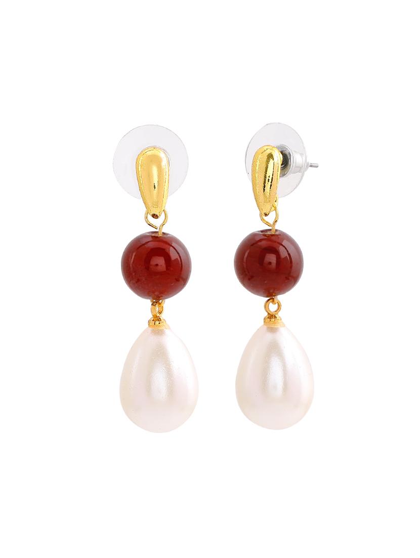white metal drop earring - 17542758 - Zoom Image - 2