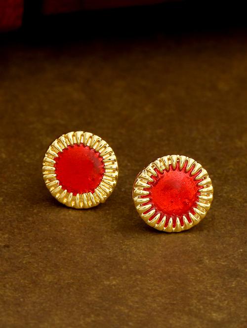 red metal studs earring - 17542762 - Standard Image - 1