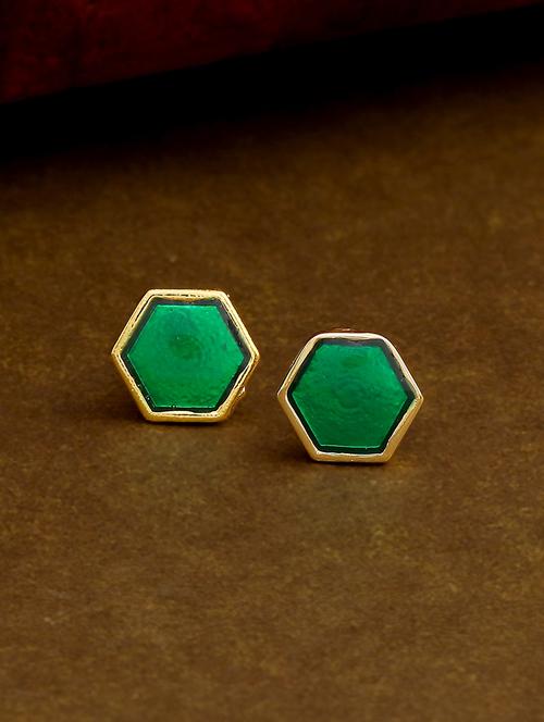 green metal studs earring - 17542764 - Standard Image - 1