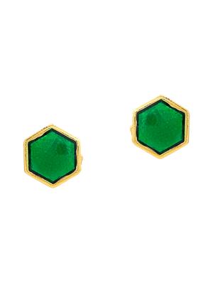 green metal studs earring - 17542764 - Standard Image - 2
