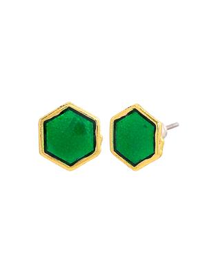 green metal studs earring - 17542764 - Standard Image - 3