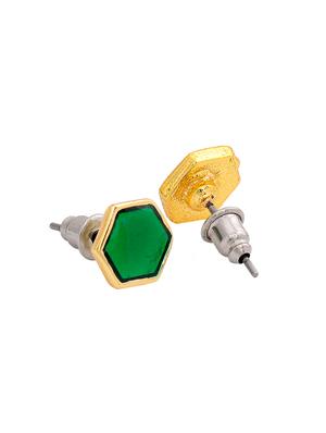 green metal studs earring - 17542764 - Standard Image - 4