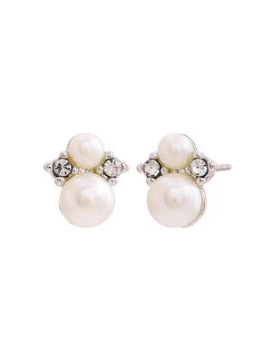white metal studs earring - 17542769 - Standard Image - 3
