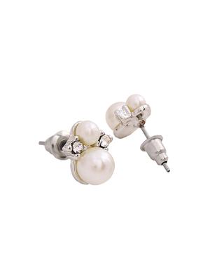 white metal studs earring - 17542769 - Standard Image - 4