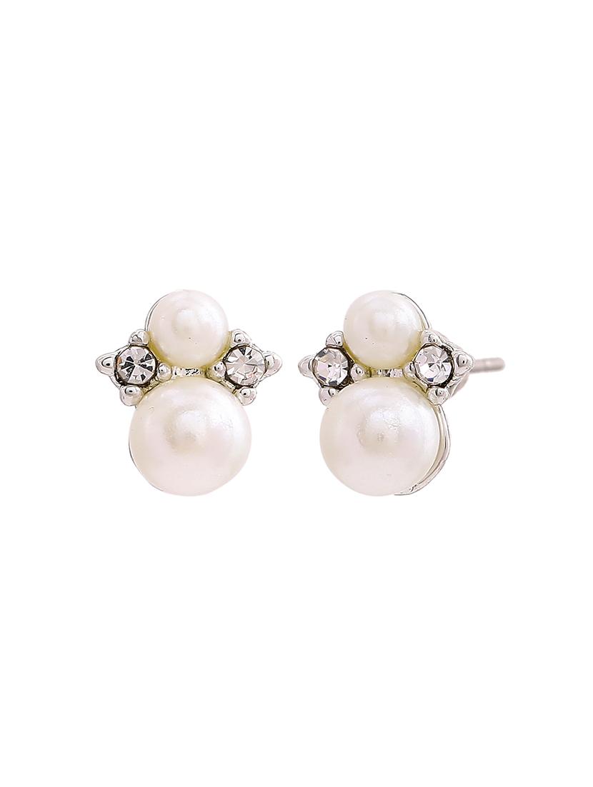 white metal studs earring - 17542769 - Zoom Image - 3