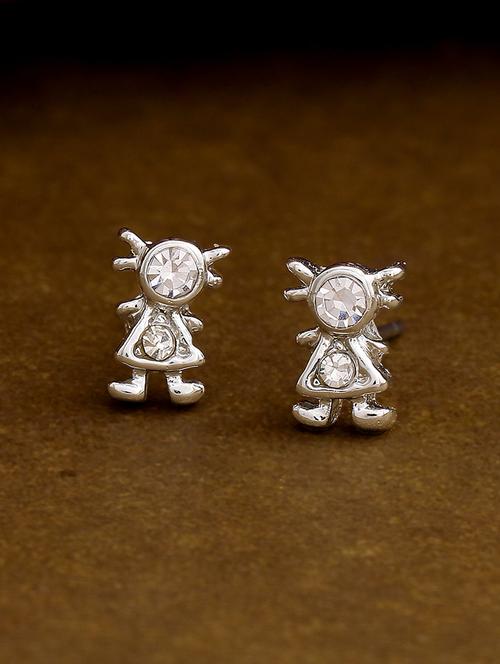 silver metal studs earring - 17542771 - Standard Image - 1