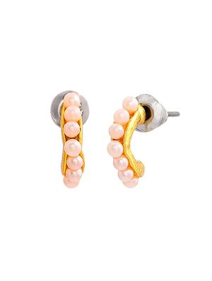 gold metal studs earring - 17542773 - Standard Image - 3