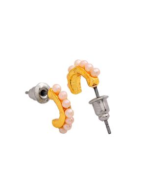 gold metal studs earring - 17542773 - Standard Image - 4