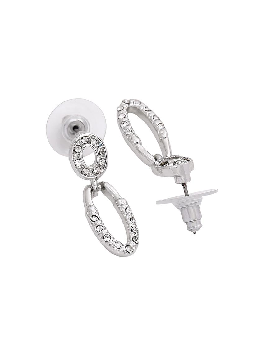 silver metal drop earring - 17542780 - Zoom Image - 4