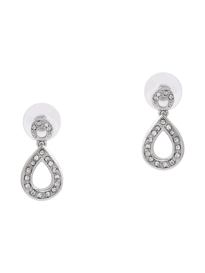 silver metal drop earring - 17542782 - Zoom Image - 2
