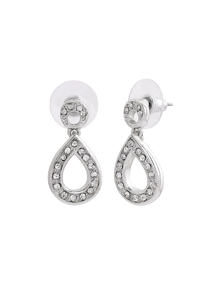 silver metal drop earring - 17542782 - Zoom Image - 3