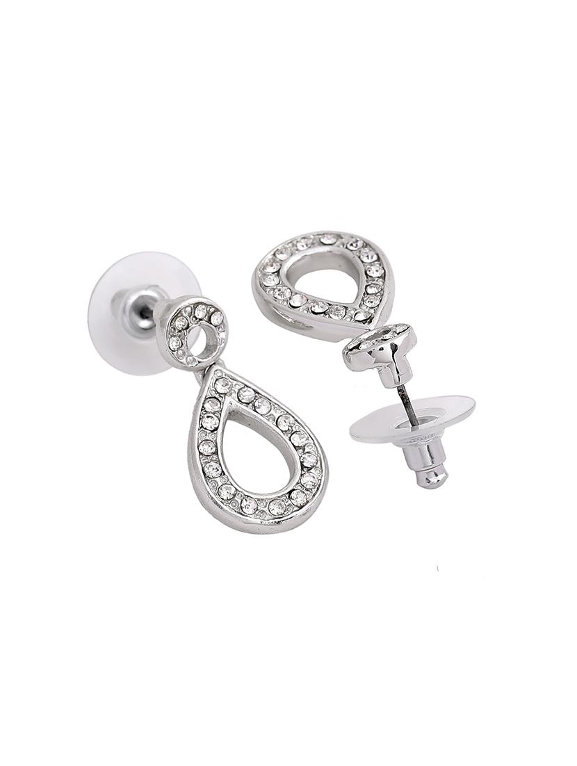 silver metal drop earring - 17542782 - Zoom Image - 4