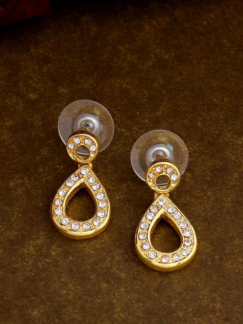 gold metal drop earring - 17542783 - Standard Image - 1