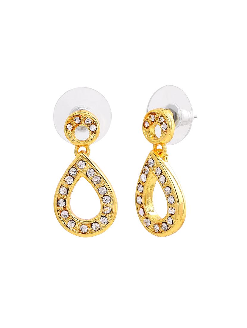 gold metal drop earring - 17542783 - Zoom Image - 3