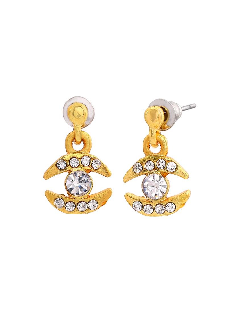 gold metal drop earring - 17542789 - Zoom Image - 3