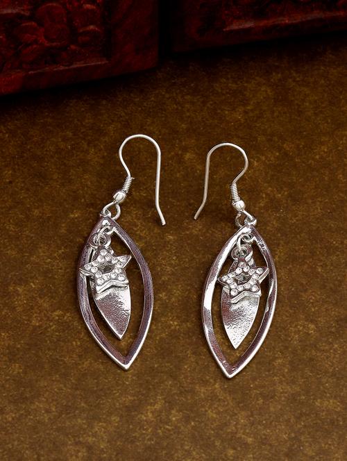 silver metal drop earring - 17542791 - Standard Image - 1