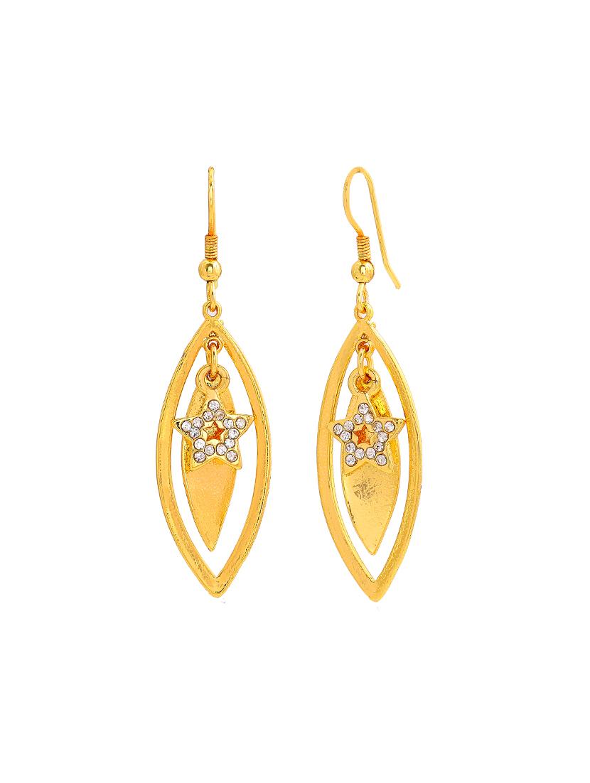gold metal drop earring - 17542792 - Zoom Image - 2