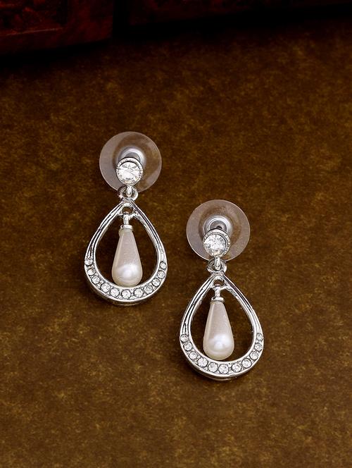 white metal drop earring - 17542796 - Standard Image - 1