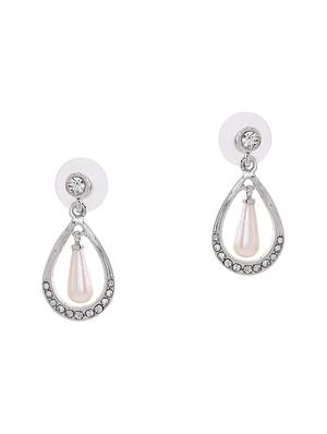 white metal drop earring - 17542796 - Standard Image - 3