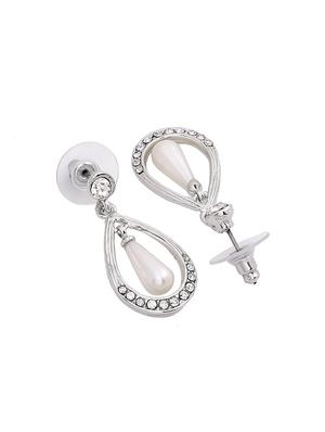 white metal drop earring - 17542796 - Standard Image - 4